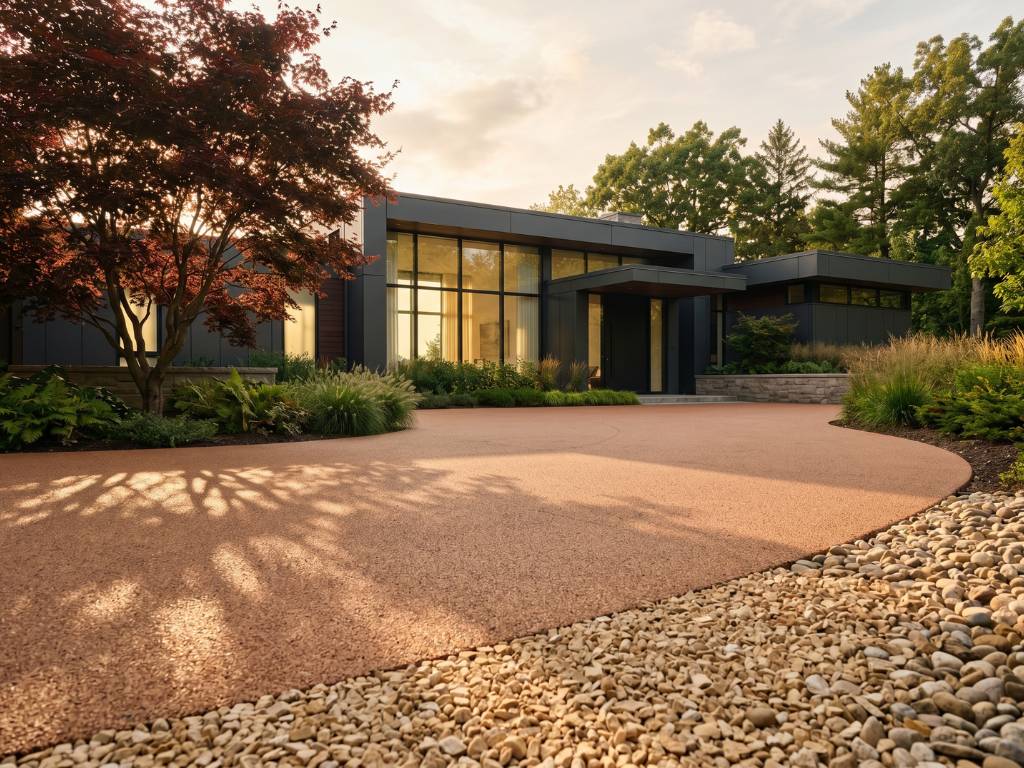 Terracotta resin driveway Oakville · Vuba Stone modern installation