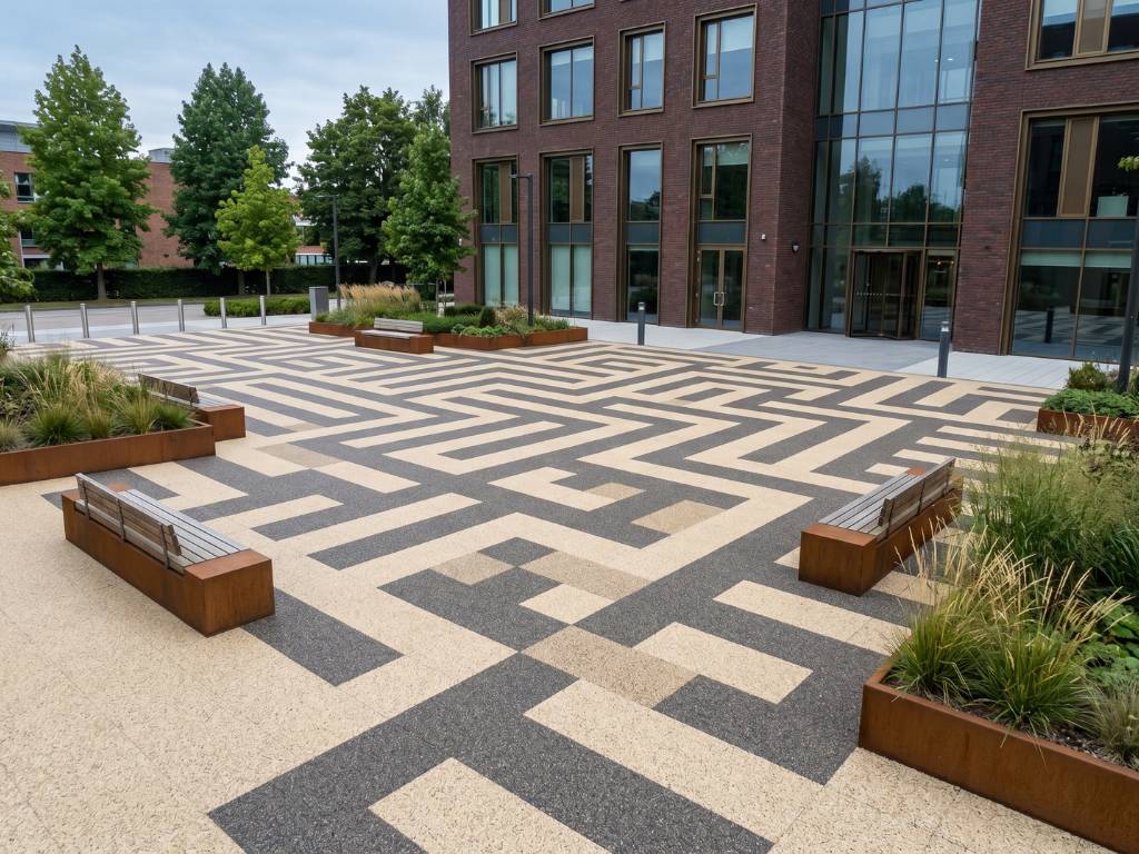 Commercial plaza permeable paving Milton downtown