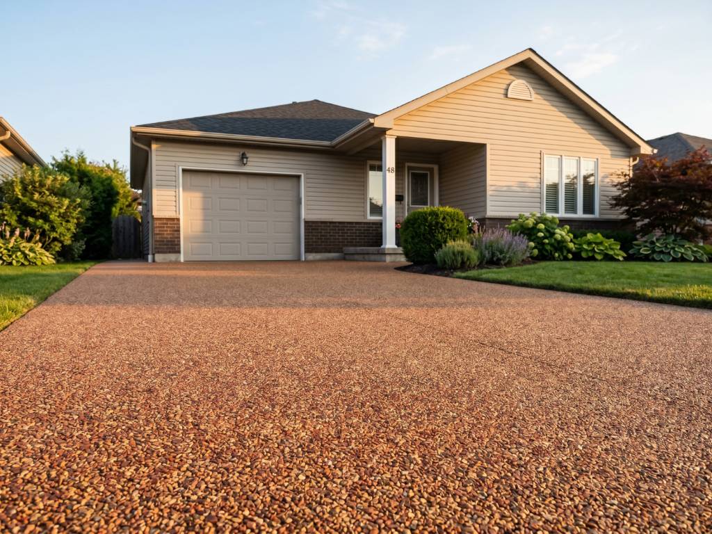 Freshly power-washed driveway — no oil stains or moss